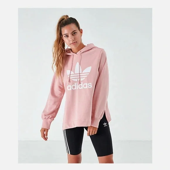 Adidas Women's Pink Blush Side Slit Hoodie L - Picture 4 of 6